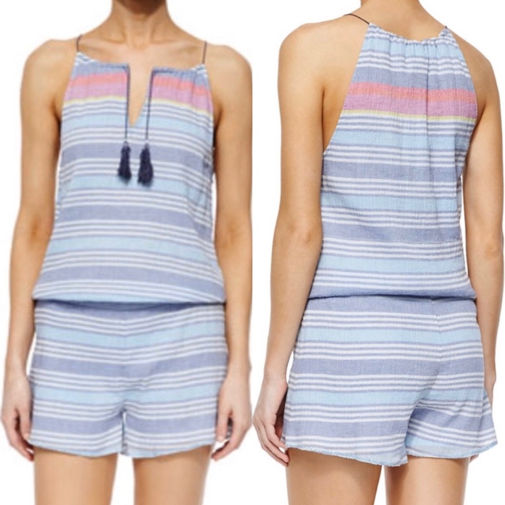 Soft Joie Striped Romper Stonewash Pear Multi Blue Large